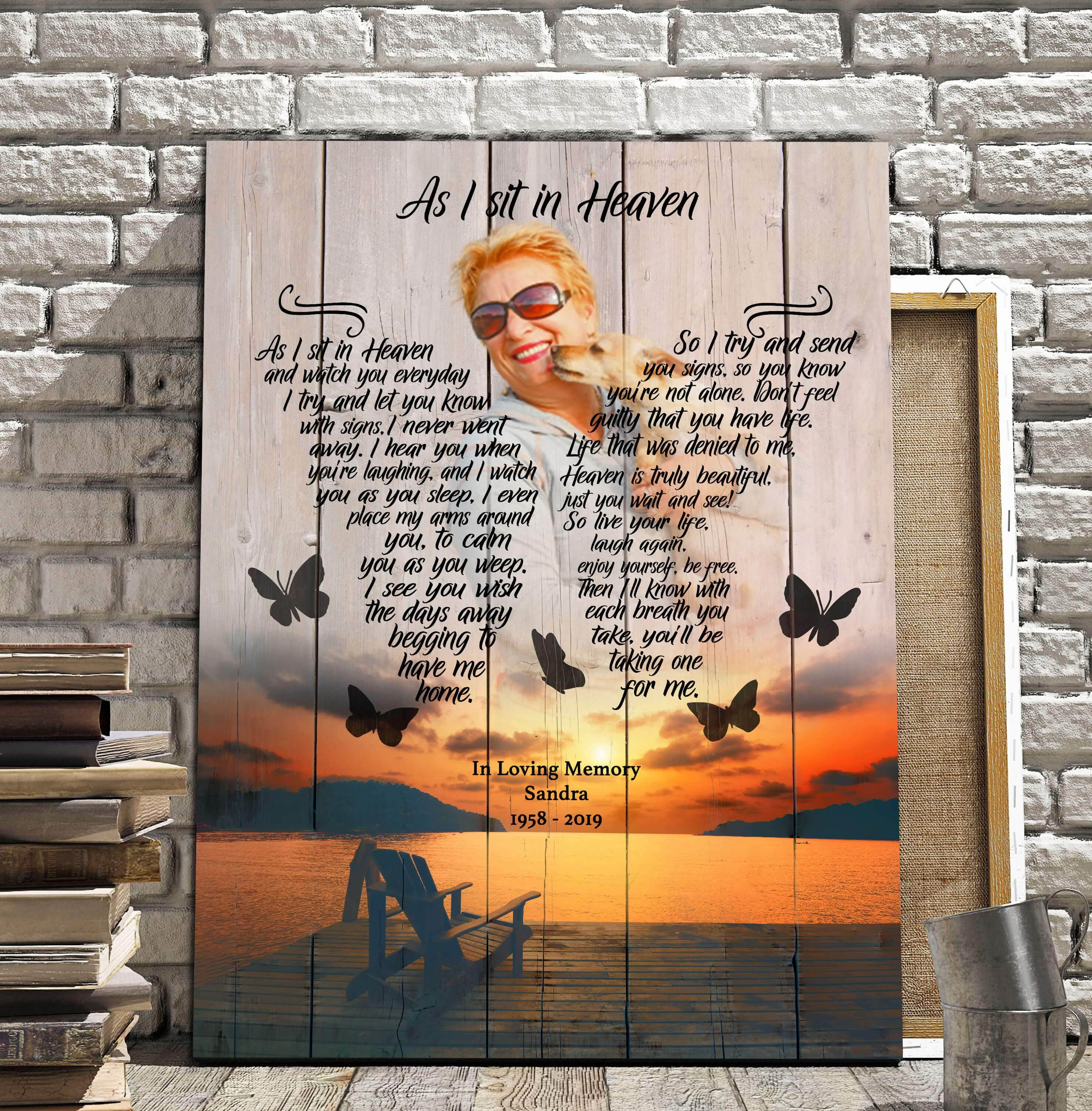 As I Sit In Heaven No Worries, Personalized Photo Memorial Poster Canvas, Gift For Family Gift for Remembrance Home Decor Wall Art Visual Art