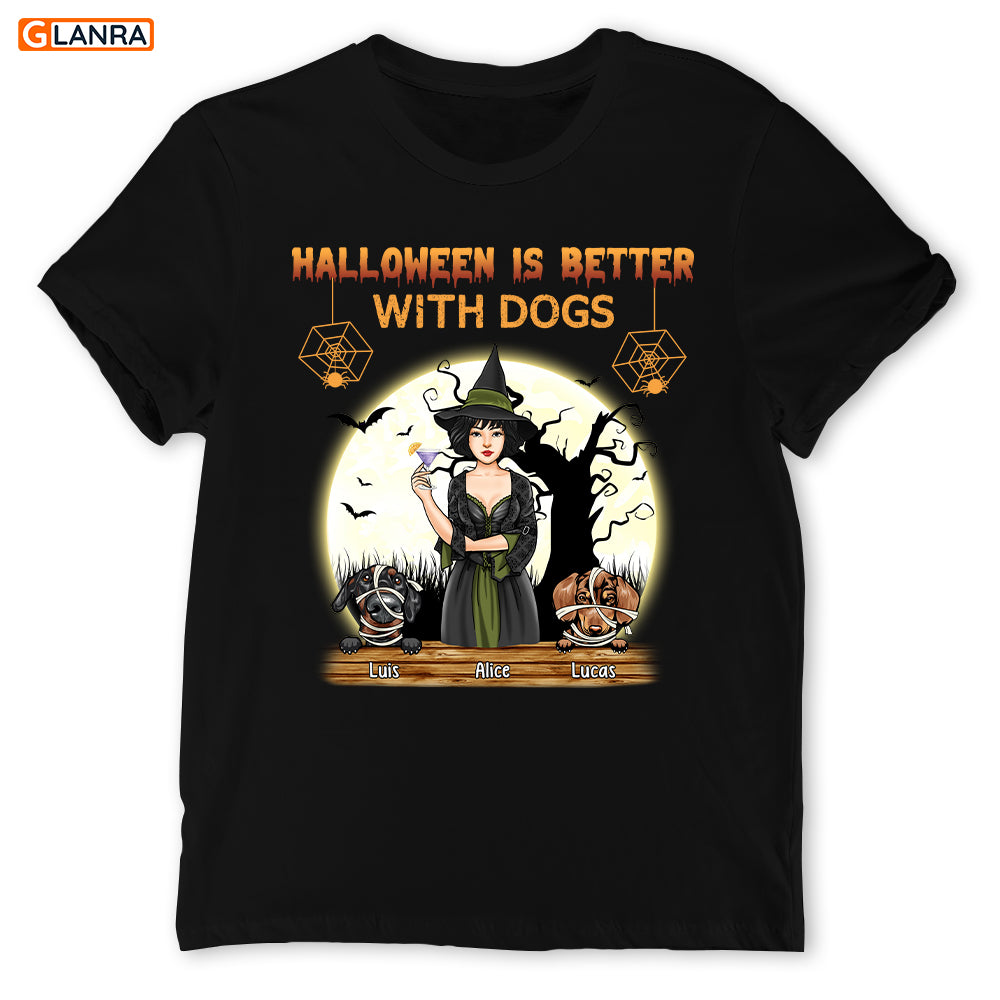 Personalized Halloween Is Better With Dogs Shirt, Custom Dog, Dog Shirt, Halloween Gift, Dog Lovers Gift, Halloween Dog, Witch Shirt