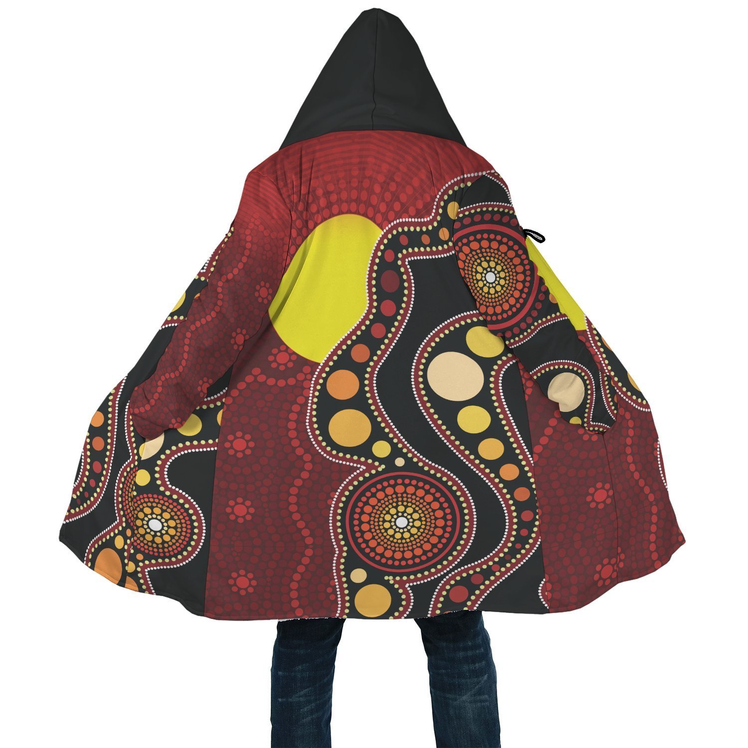 Aboriginal Flag Circle Dot Painting Art 3D Design Cloak