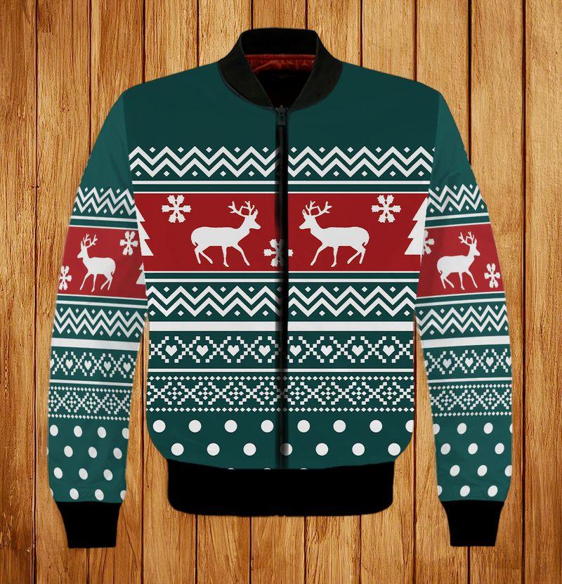 Reindeers Christmas Pattern For Christmas Holiday 3D Bomber