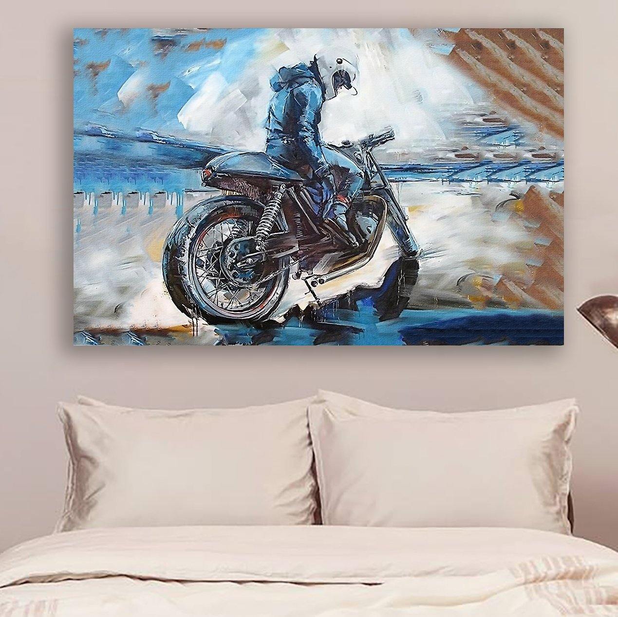 Biker –  Gift For Family , Gift For Home Decor – Horizontal Canvas Matte Canvas Wall Art