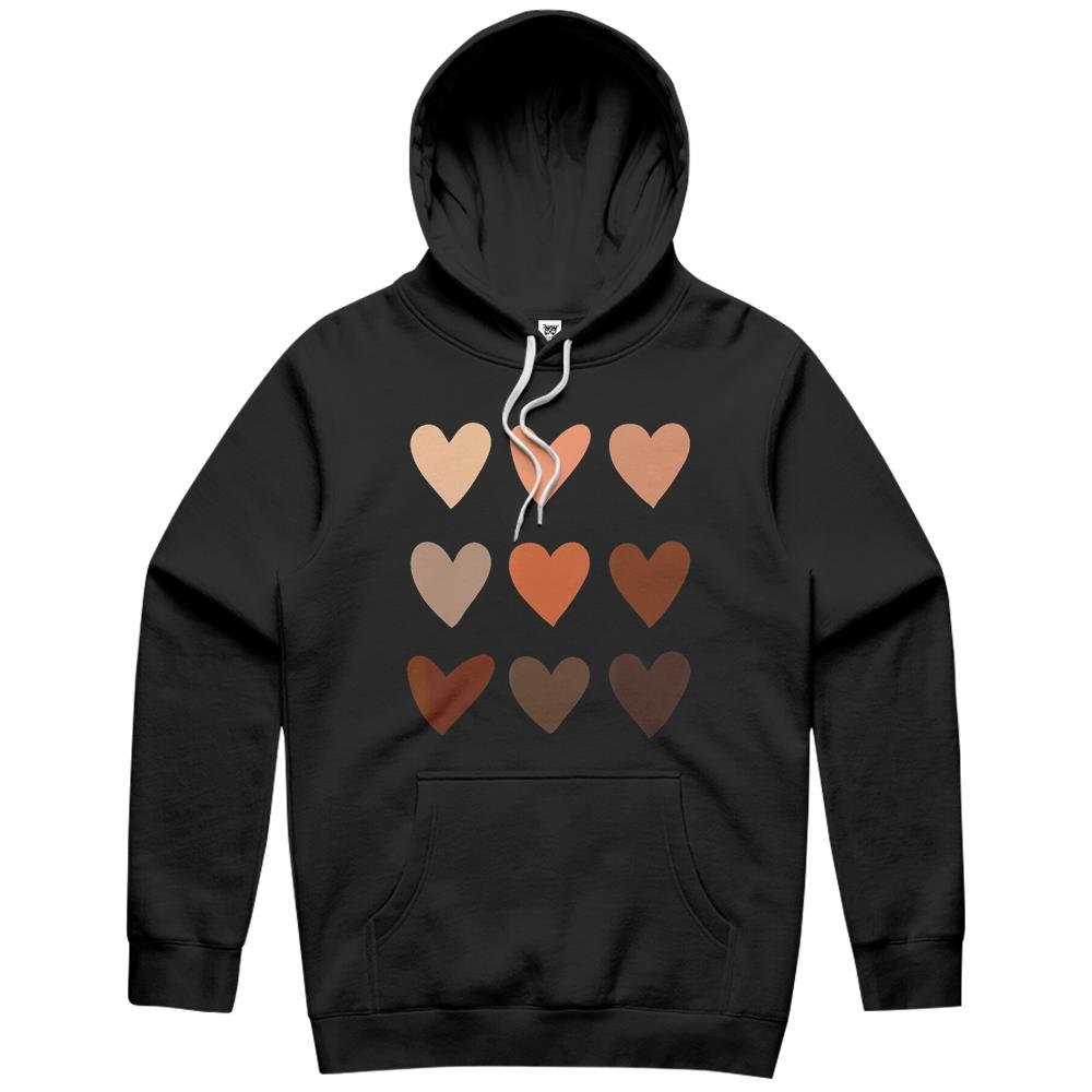 Skin Tone Hearts, Be Kind, Melanin Hoodie