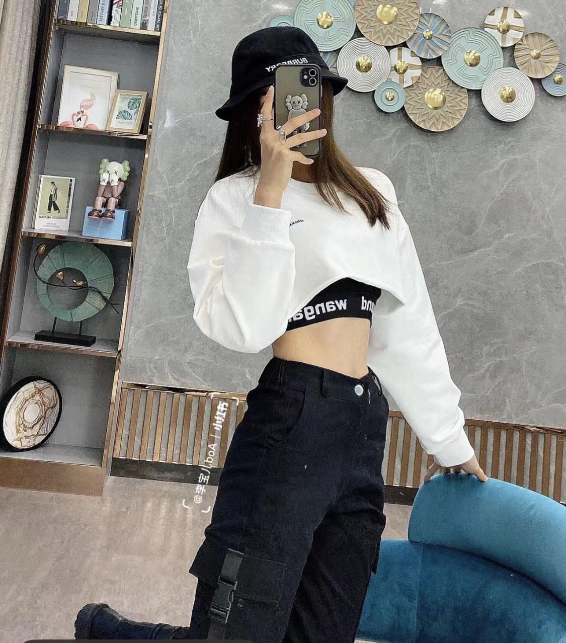 2022FW Fashion Womantwo-piece Short Navel Women’s Sweater New Letter Print European and American Round Neck Top alx