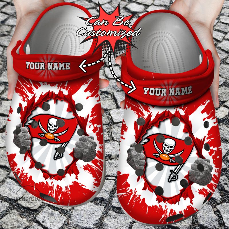 Football Personalized TB Buccaneers Hands Ripping Light Clog Shoes