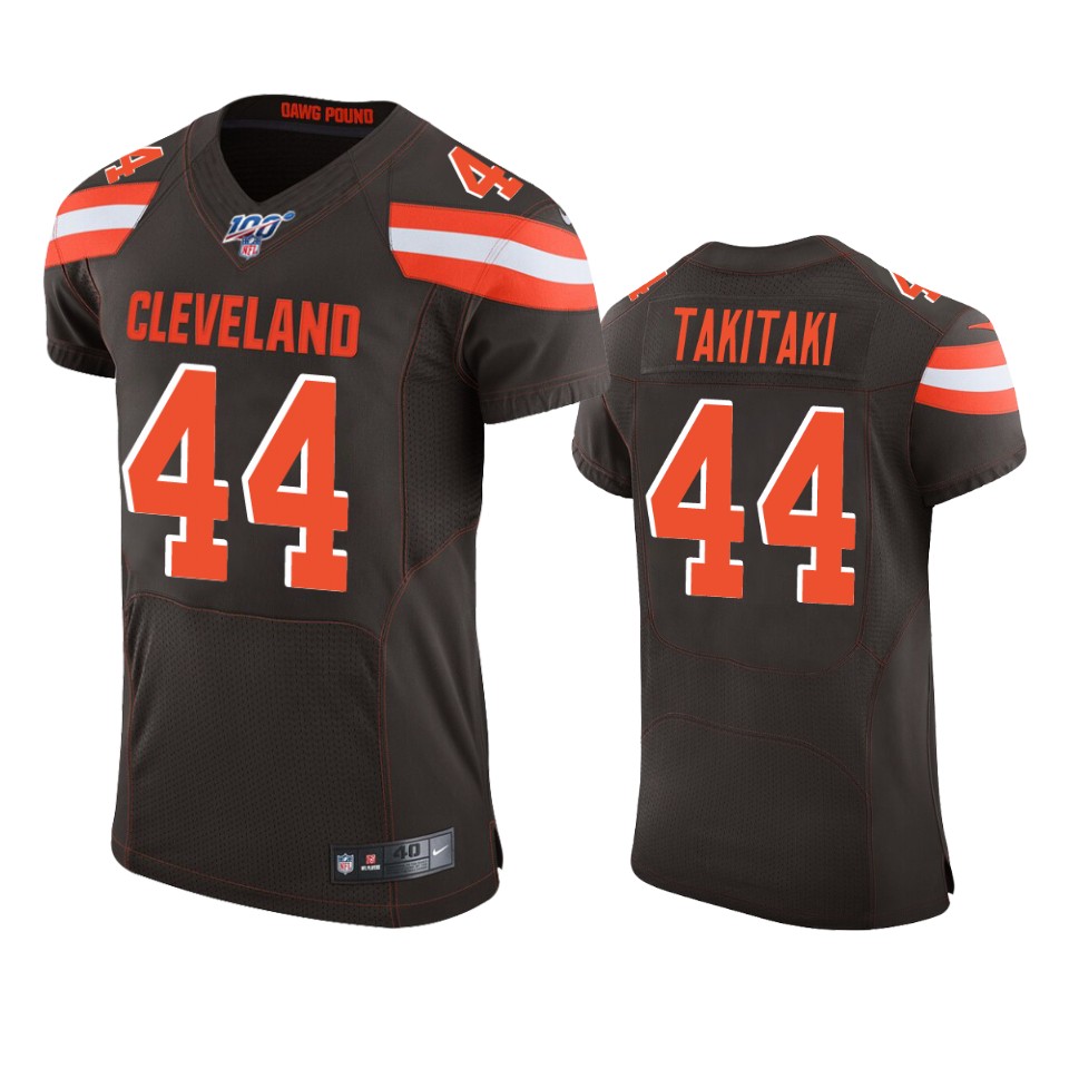 Cleveland Browns Sione Takitaki Brown 100th Season Vapor Elite Jersey