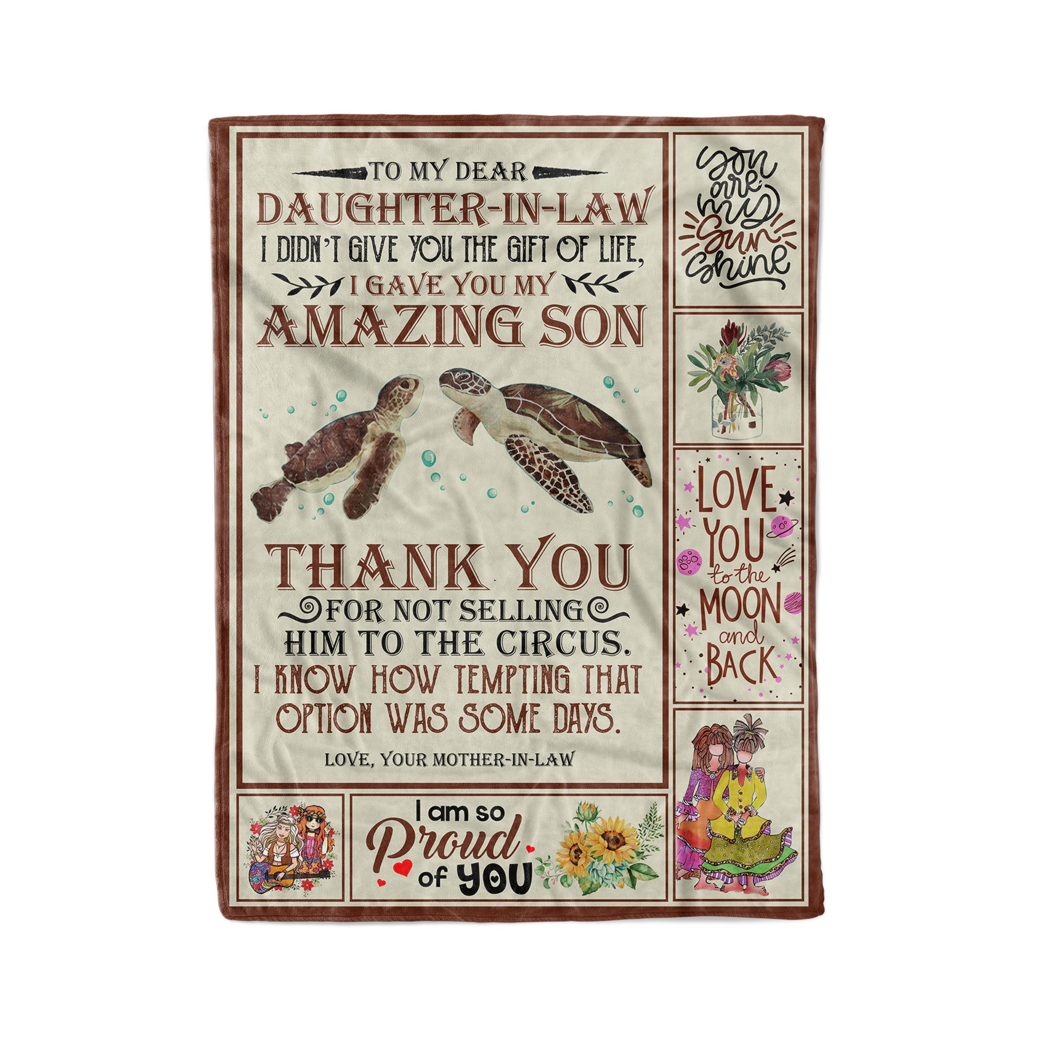 Thank You For Not Selling Him To The Circus – Fleece Blanket – Warm And Cozy Daughter-In-Law Gift