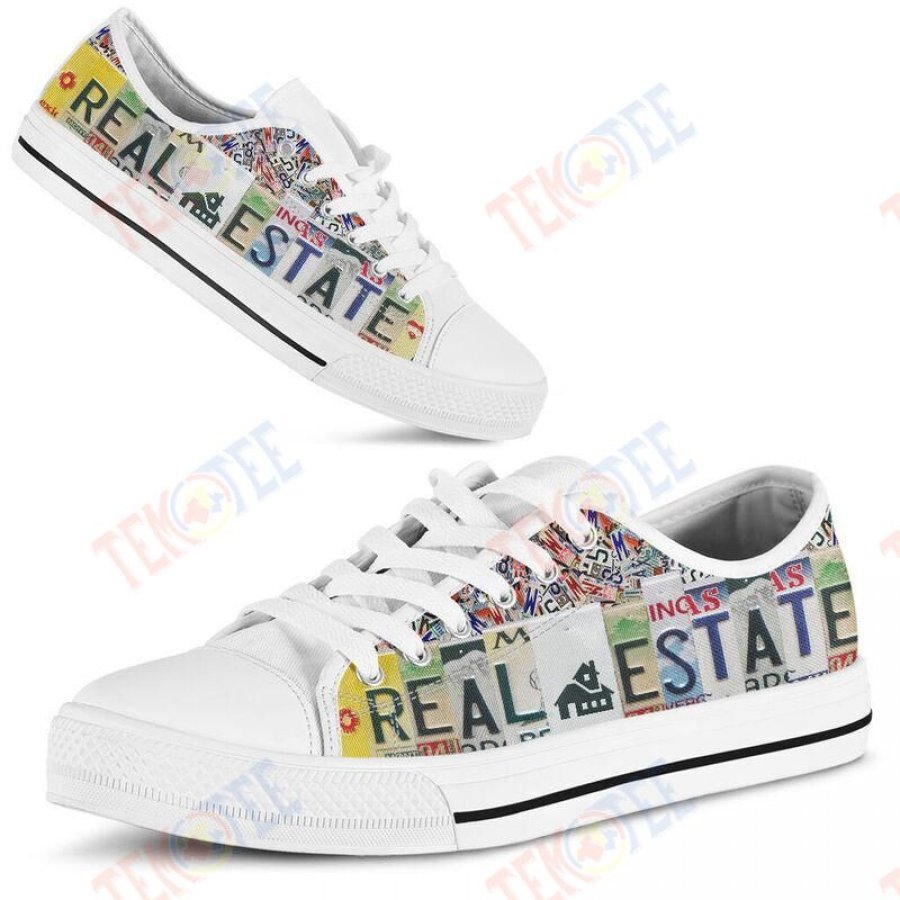 Mens Womens Real Estate License Plates Low Top Shoes Custom Print Footwear Converse Sneakers TMT588