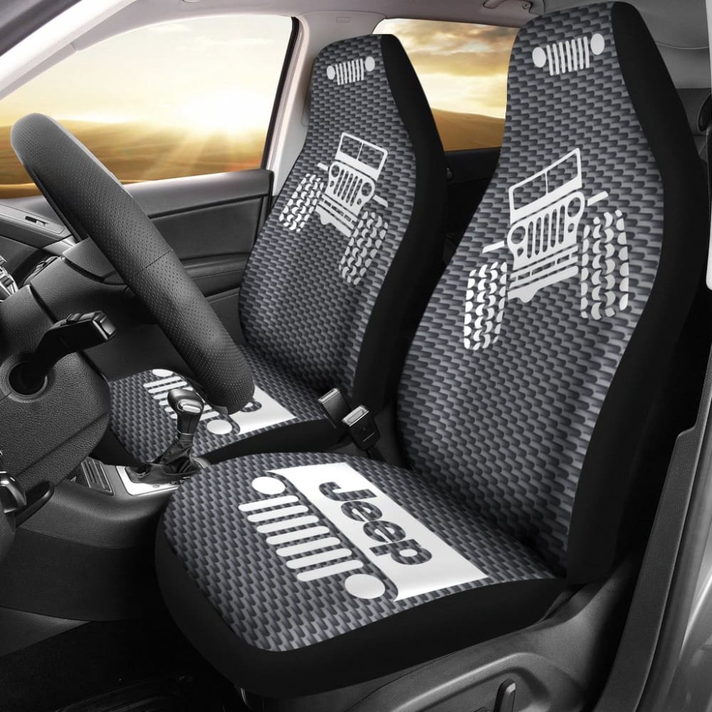 Jeep Offroad Seat Cover — Tungsten White Carbon Fiber Silver 101819