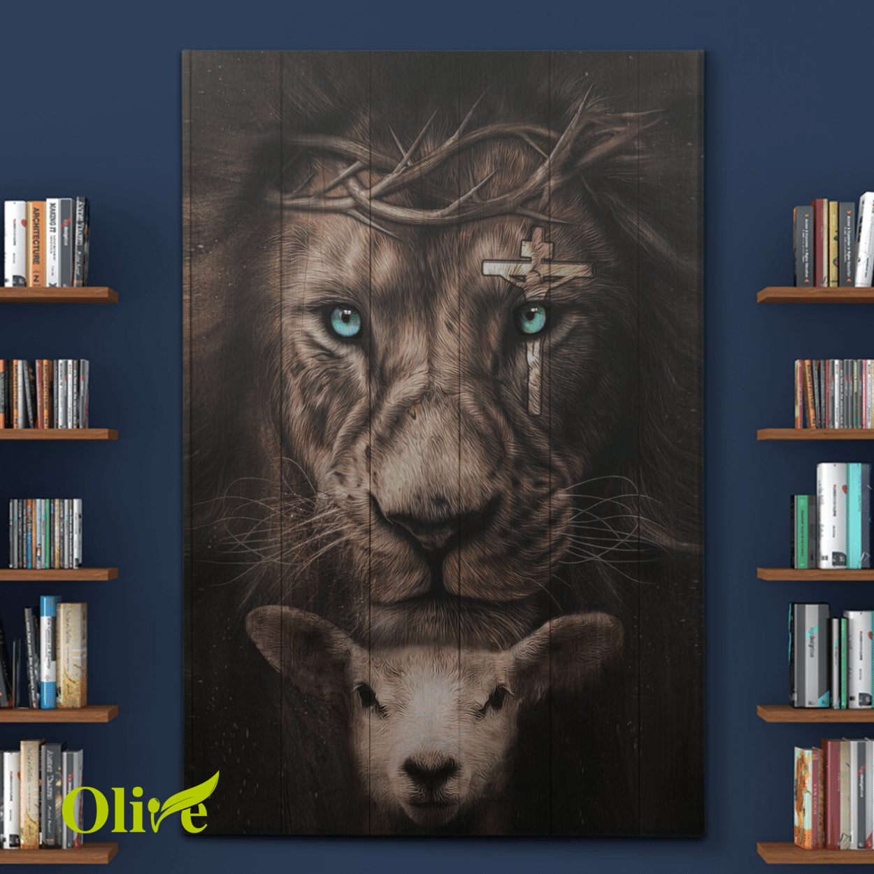 Jesus – Awesome lamb, lion and cross on his eye Canvas – Katheri Store