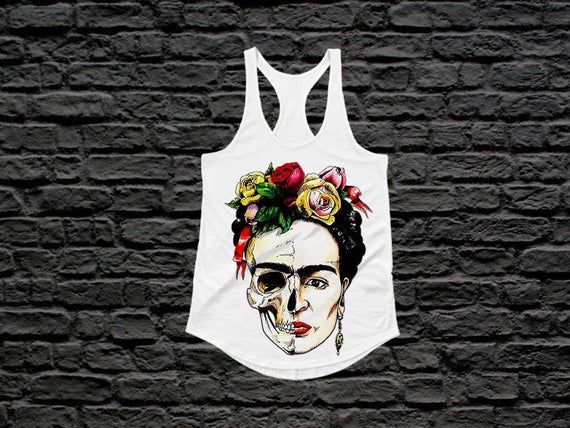 Frida Kahlo Skull Racerback Tanks Woman Shirt Shirt