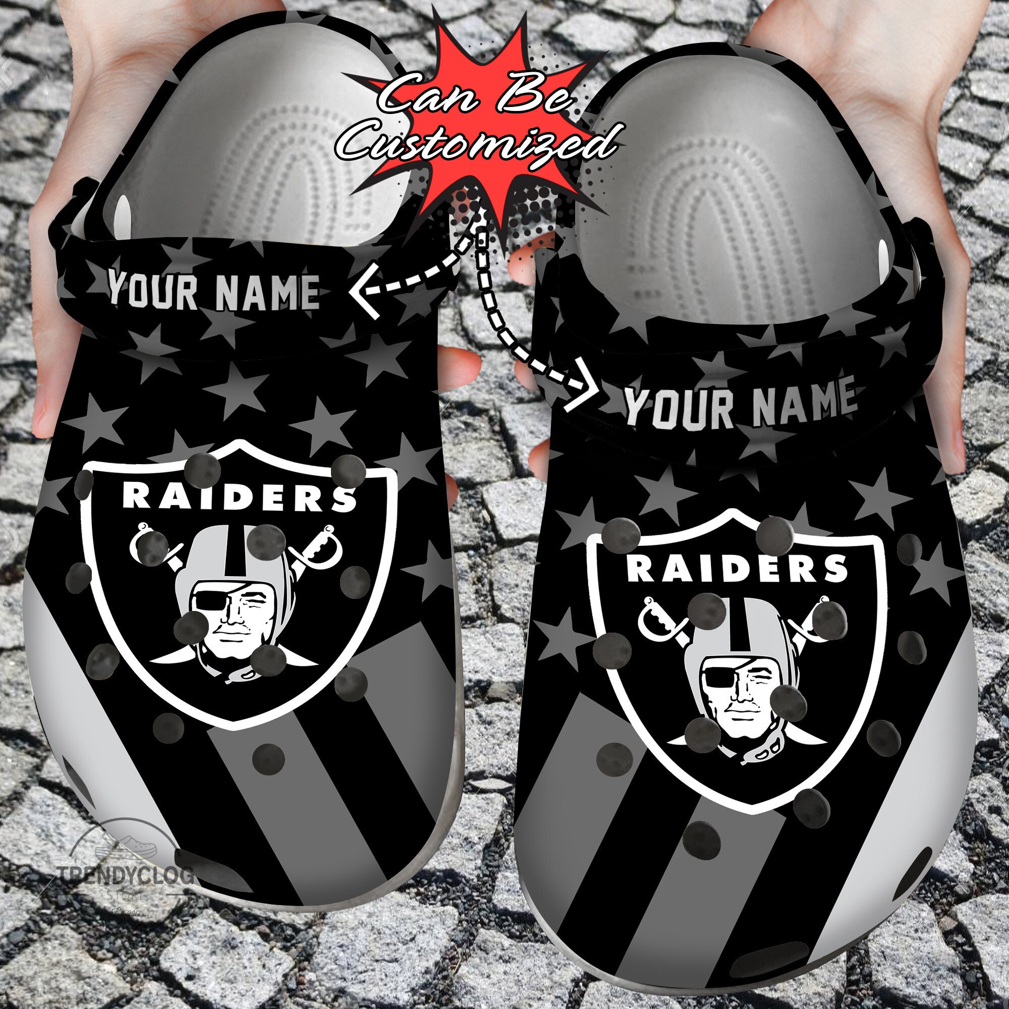 Football Crocs - Personalized Lv Raiders Star Flag Clog Shoes ...