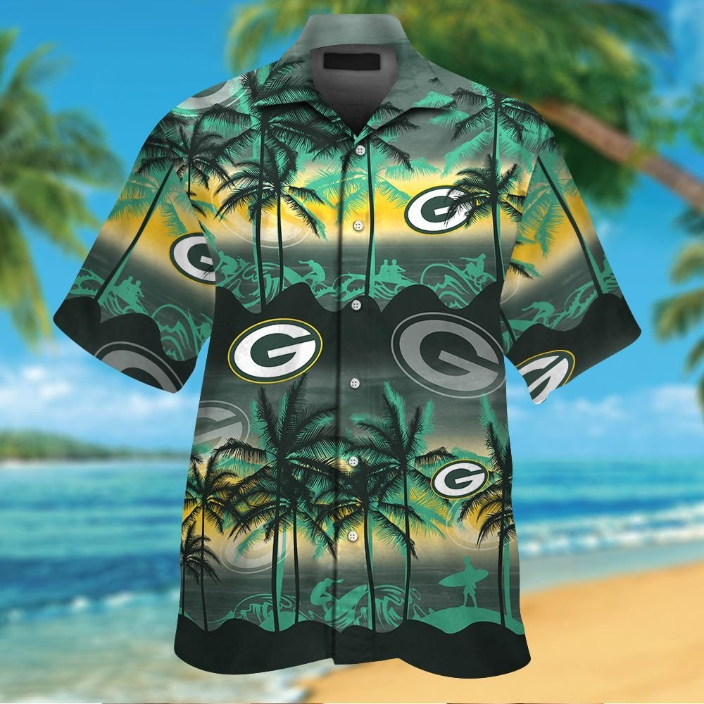 Green Bay Packers Coconut Trees Nfl Hawaiian Shirt For Fans