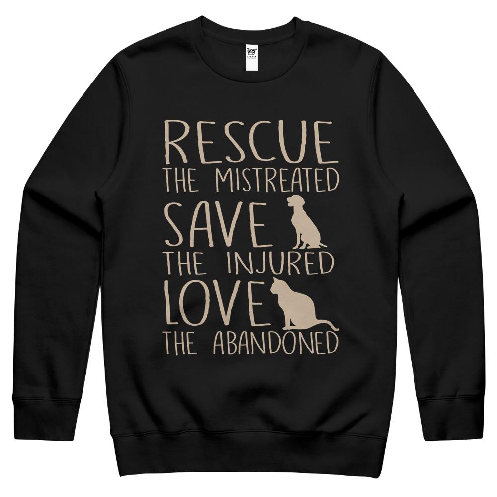 Rescue Save Love – Cute Animal Rescue Dog Cat Lovers Crewneck Sweatshirt