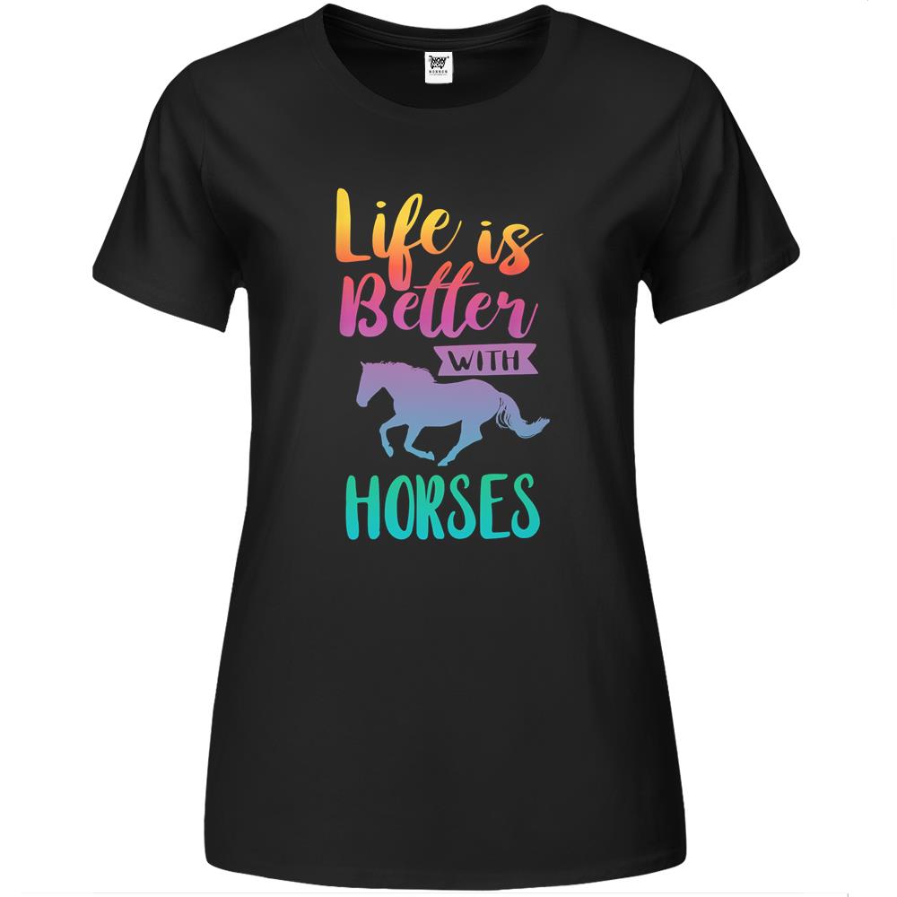 Cute Life Is Better With Horses Horseback Riding Premium Womens T Shirts