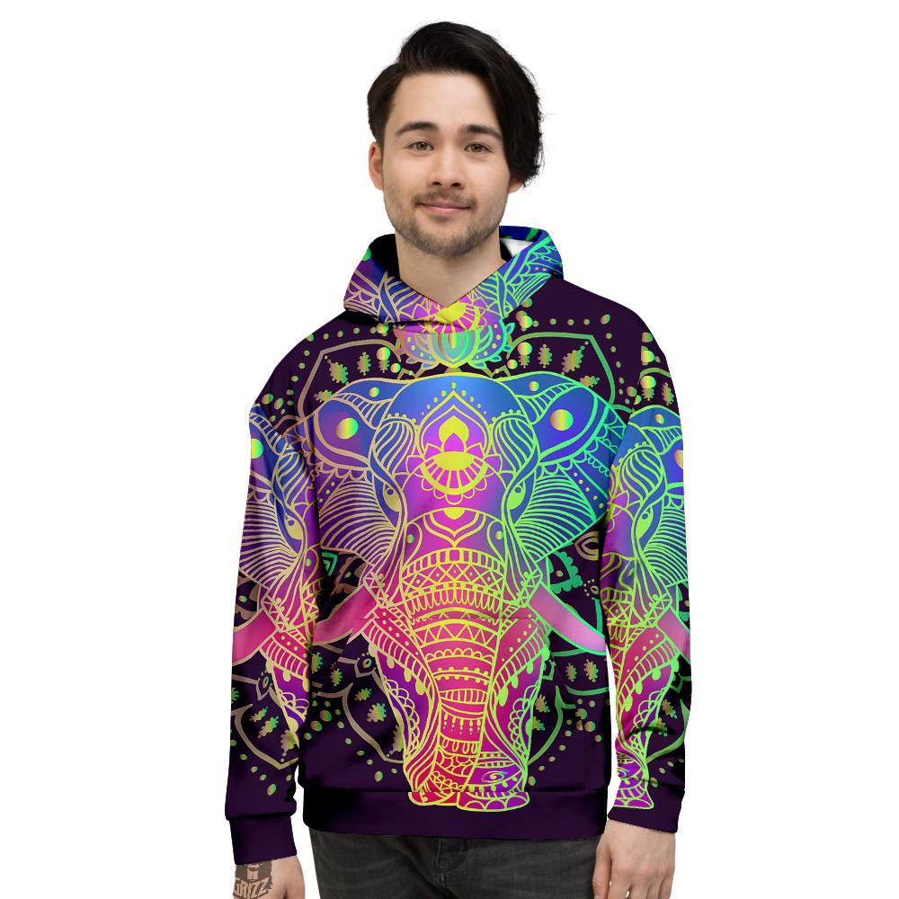 Hippie Elephant Indian Boho Print Men’S Hoodie