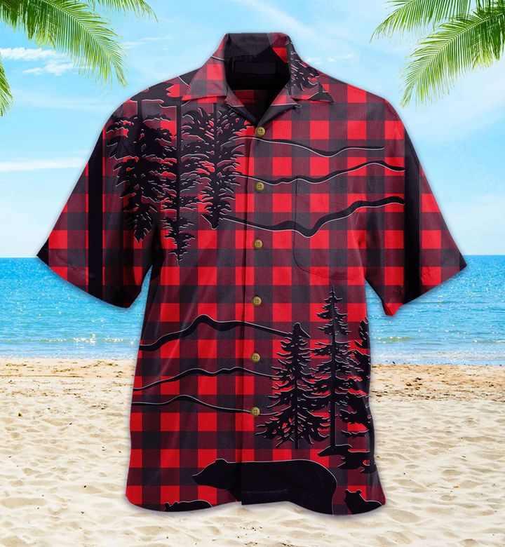 Bear Buffalo Check Hawaii Shirt Ha80878