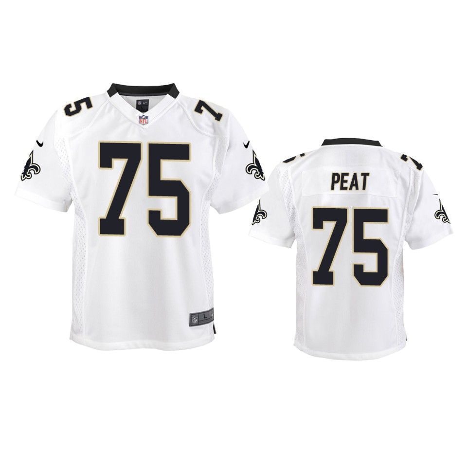 New Orleans Saints Andrus Peat Game White Youth Jersey