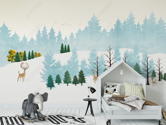 3D Cartoon Forest Animal Elk Wall Mural Wallpaper Lqh 153