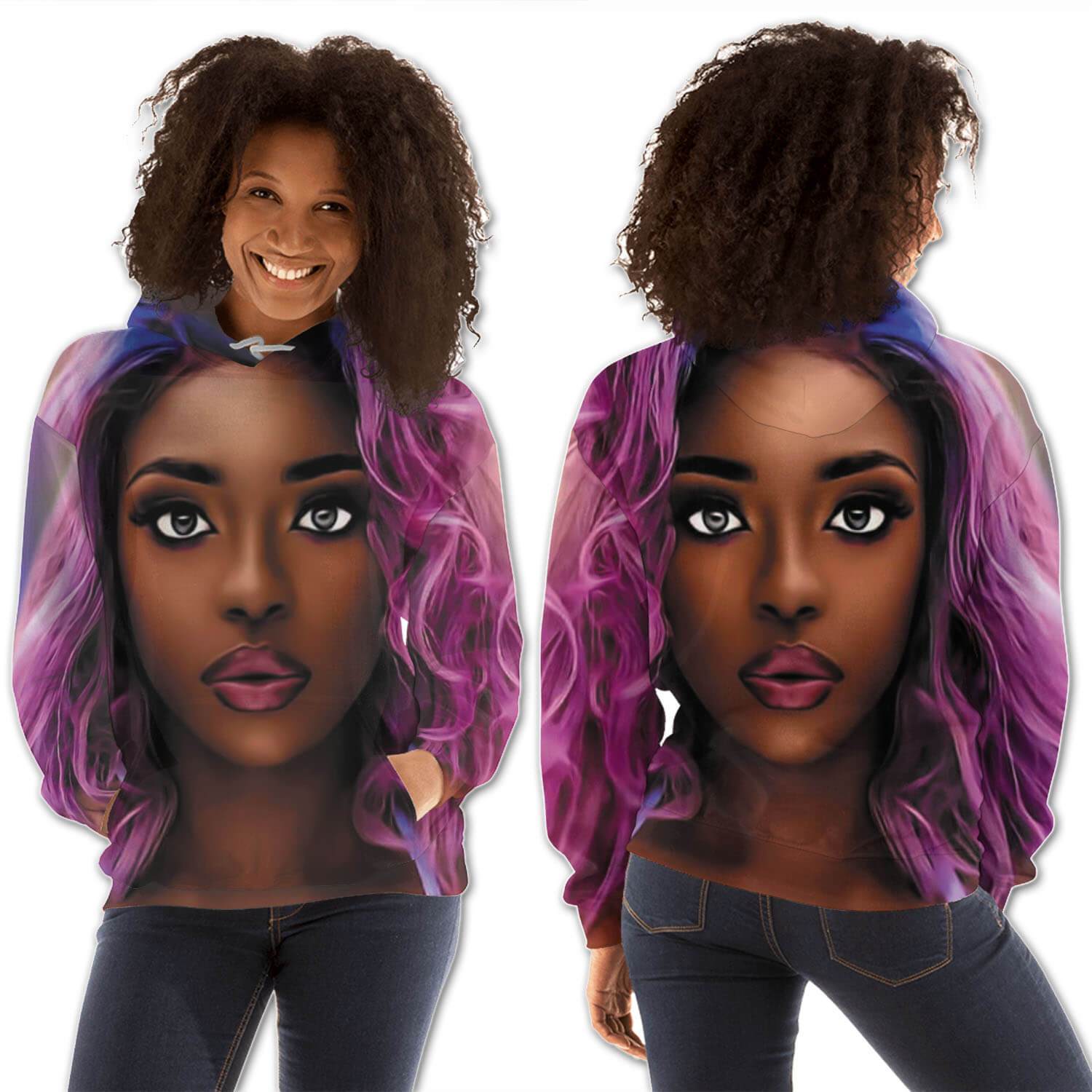 African American Hoodies Cute Black Afro Girls All Over Print Womens Hooded Sweatshirt Black History Shirt BPS46891