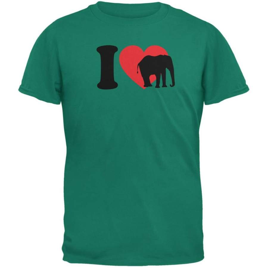 I Heart Love Elephant Elephants Jade Green Adult T-Shirt