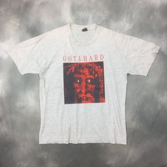 90S Rare Gotthard Album Promo Shirtvintage Gotthard Hard Rock Metal Band Shirt90S Gotthard Steve Lee Grey Arge Short Sleeve Shirt