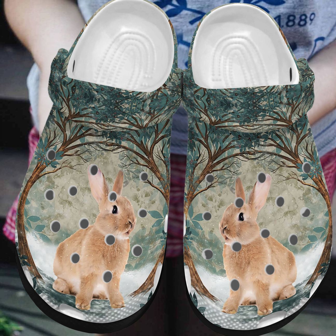 Rabbit Personalized Clog, Custom Name, Text, Color, Number Fashion Style For Women, Men, Kid, Print 3D Winter Rabbit