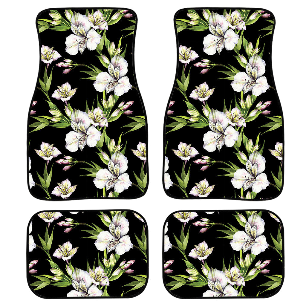 Watercolor Alstroemeria Pattern Print Front And Back Car Floor Mats, Front Car Mat