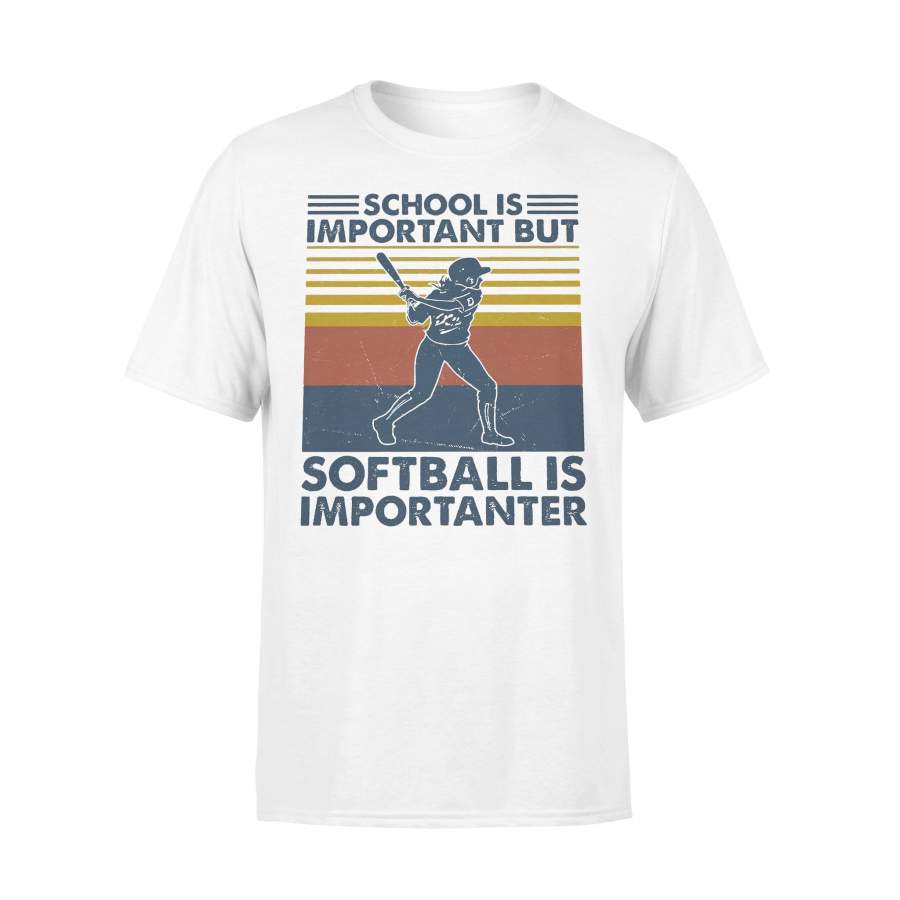 School Is Important But Softball Is Importanter Vintage Retro T-shirt