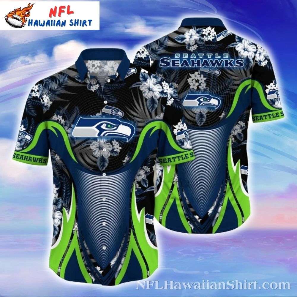 Seattle Seahawks Electric Wave Hawaiian Shirt  Dynamic Swirl Design