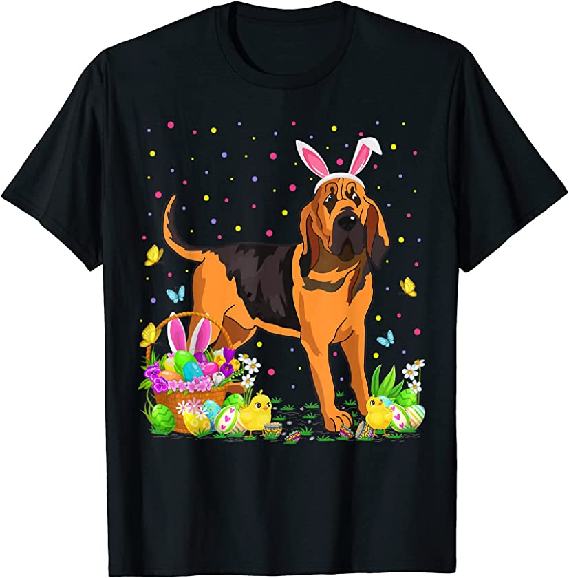 Bloodhound Dog Bunny Egg Hunting Bloodhound Easter Sunday T-Shirt