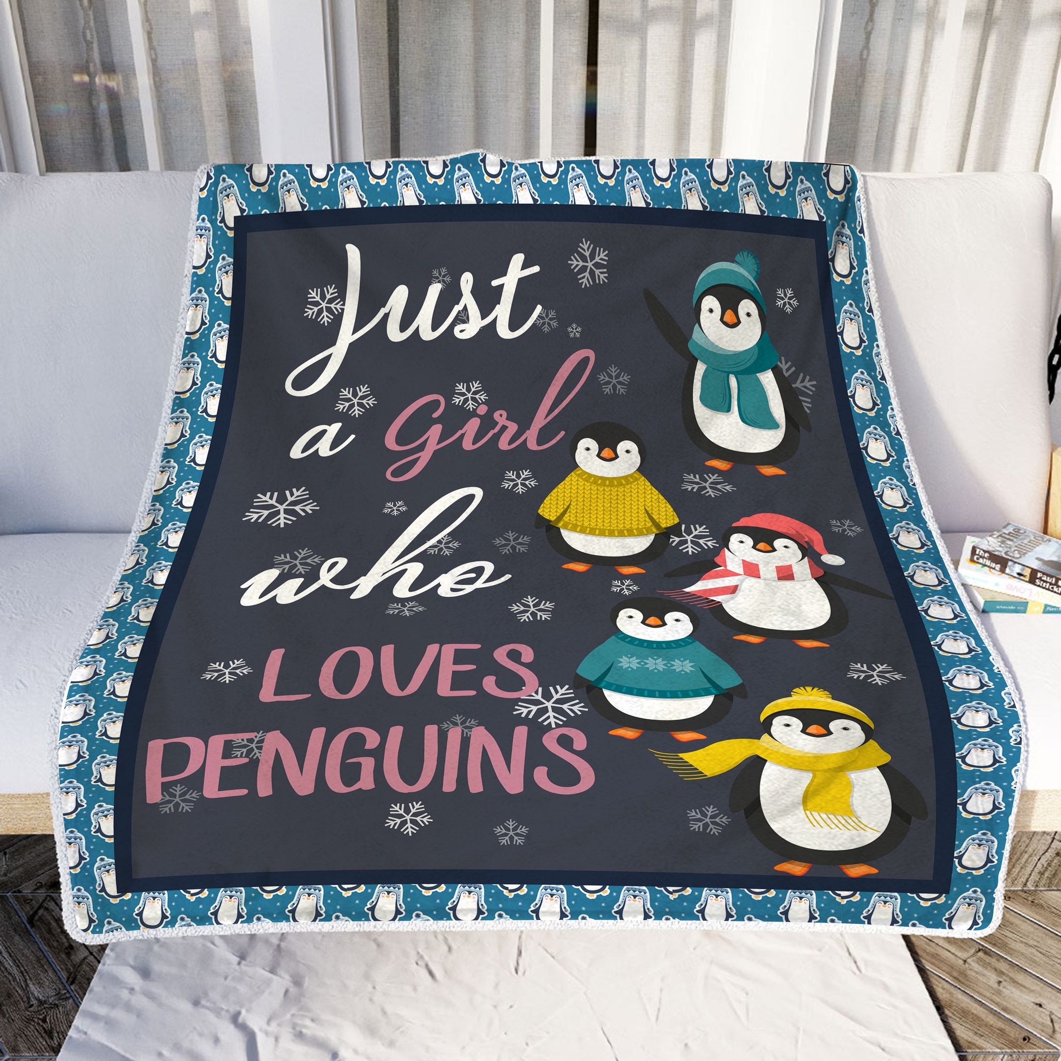 Just A Girl Who Loves Penguins Fleece Blanket – Quilt Blanket