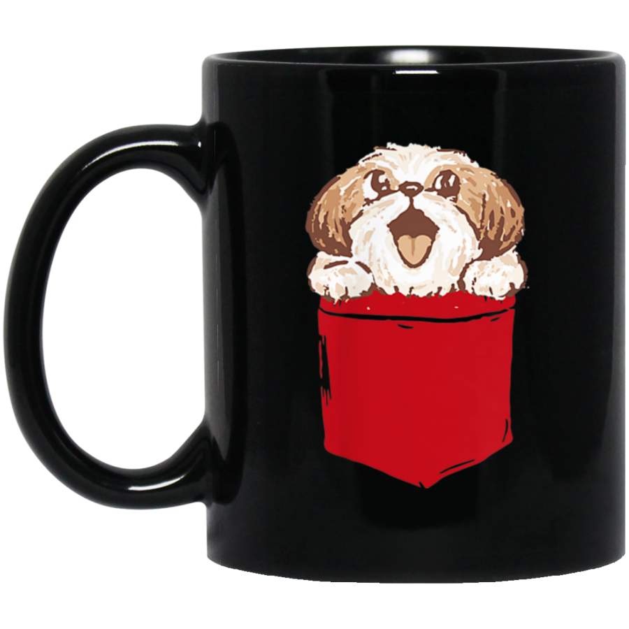 ShihTzu Puppy Dog in Your Pocket 11 oz 15 oz Mug Black