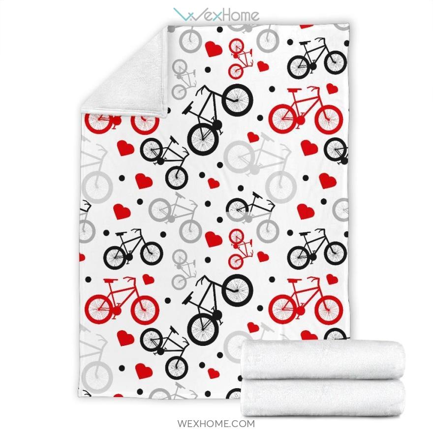 Bicycle Patterns Love Print Design Premium Blanket