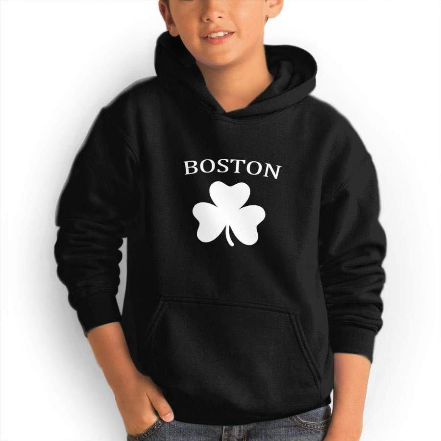 Teen Hoodies Boston Irish Shamrock Hooded Sweatshirt Cool Aesthetic Pullover Hoodie for Boys Girls Teens