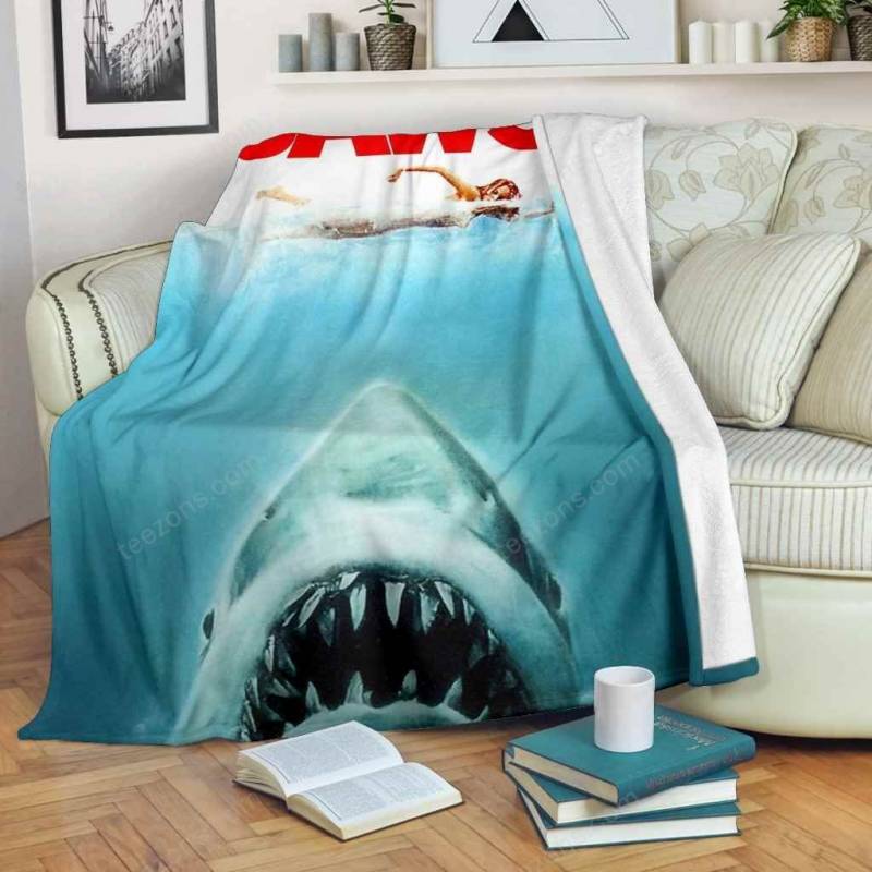 Jaws Movie Premium Fleece Blanket