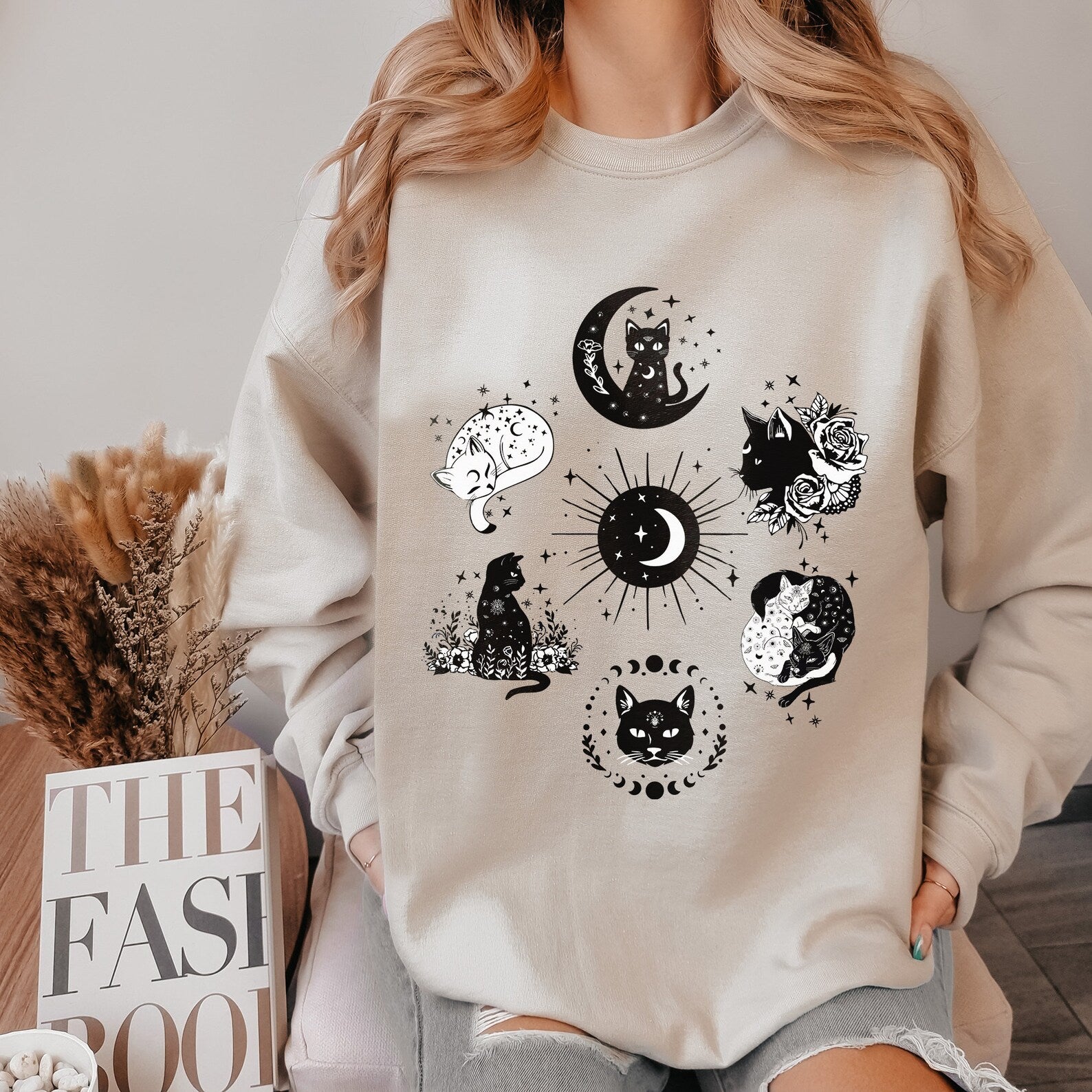 Black Cat Halloween Sweatshirt 2D Crewneck Sweatshirt All Over Print Sweatshirt For Women Sweatshirt For Men Sws4015