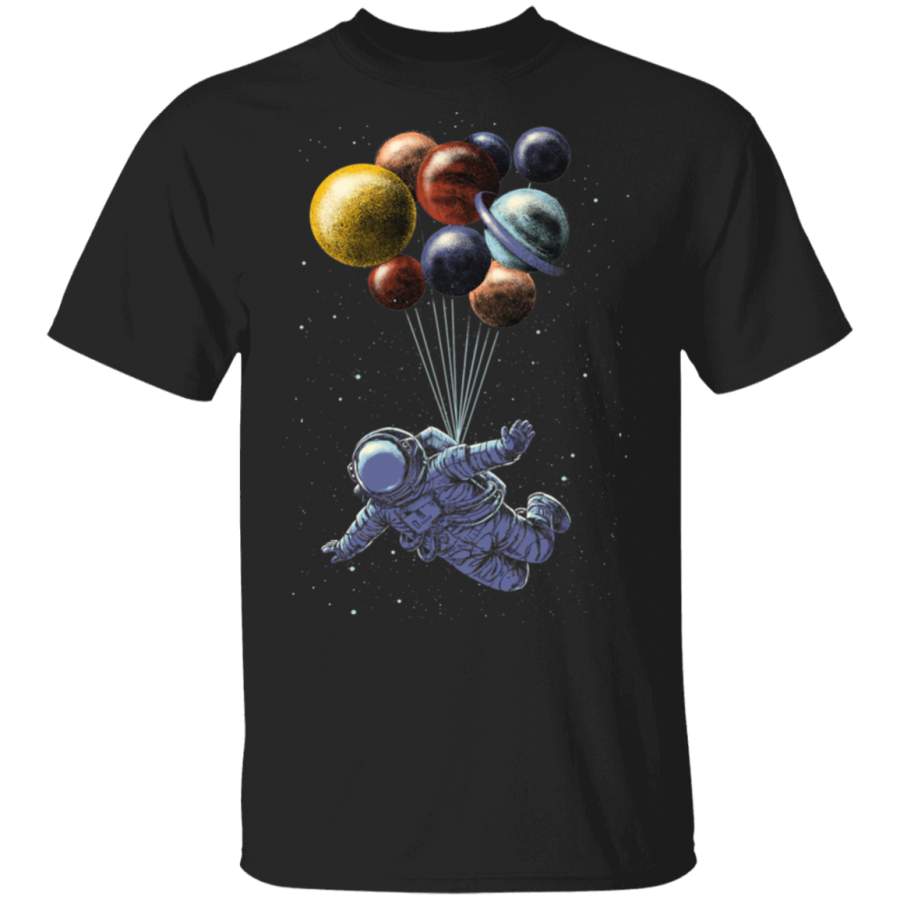 Astronaut Balloons Floating Space Travel Funny T Shirt