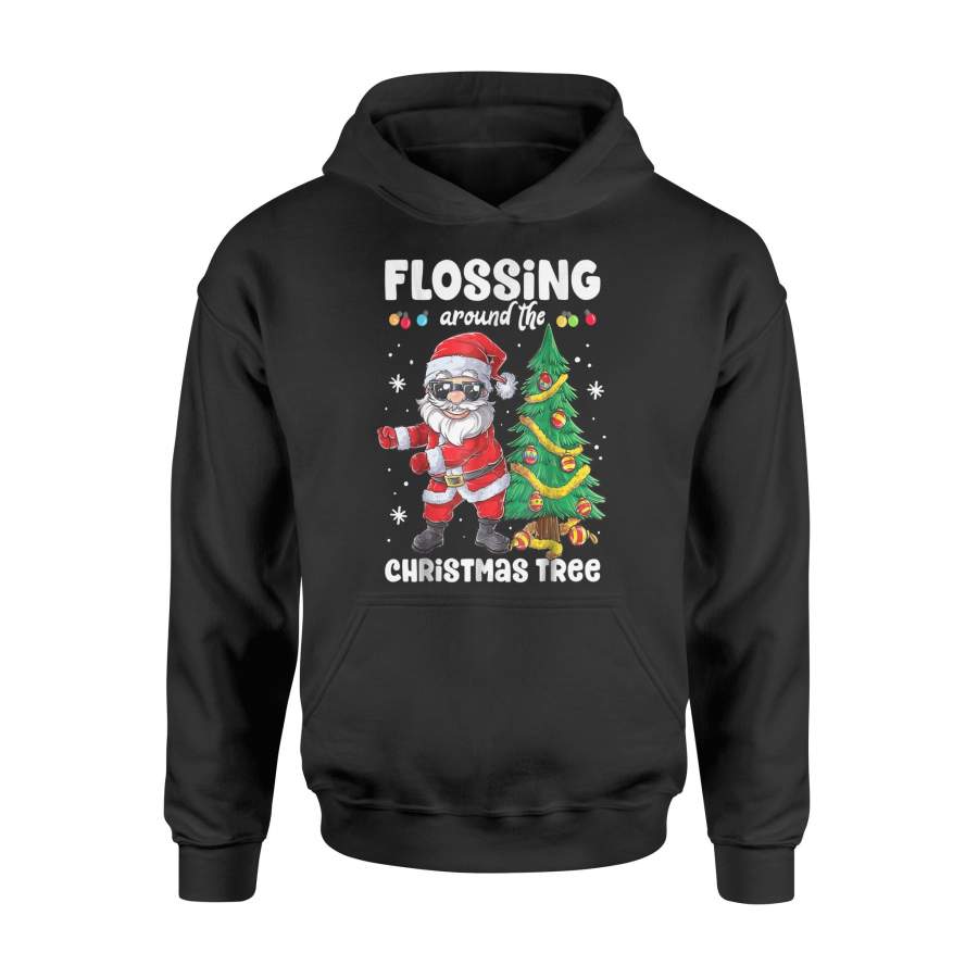 Christmas T-shirt  Santa Floss Flossing Around the Christmas Tree T shirt Boys – Standard Hoodie