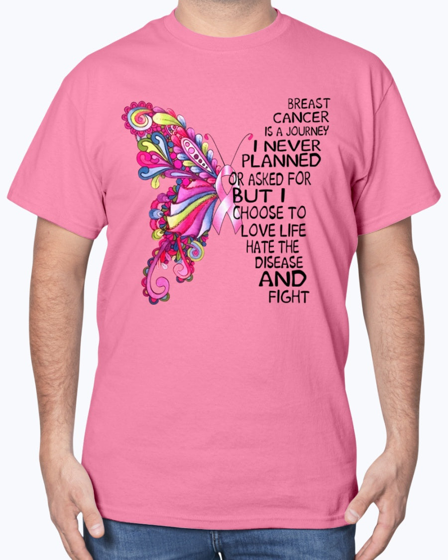 Gift For Butterfly Lover Butterfly Breast Cancer Awareness Ladies T Shirt