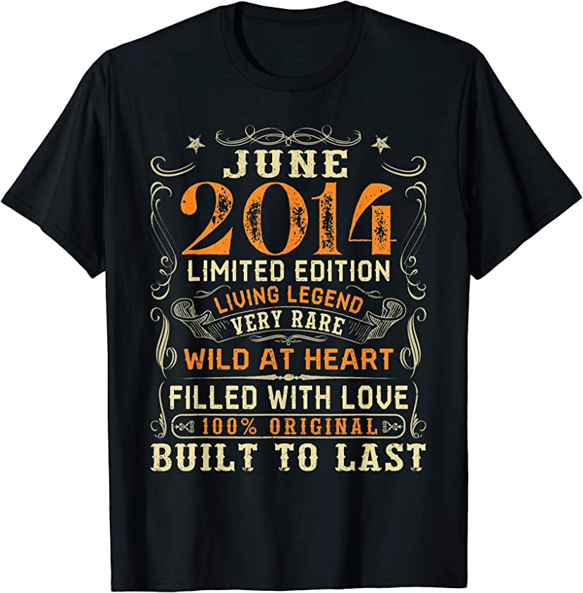 Vintage June 2014 Awesome 7 Yrs Old 7th Birthday Gift T-Shirt