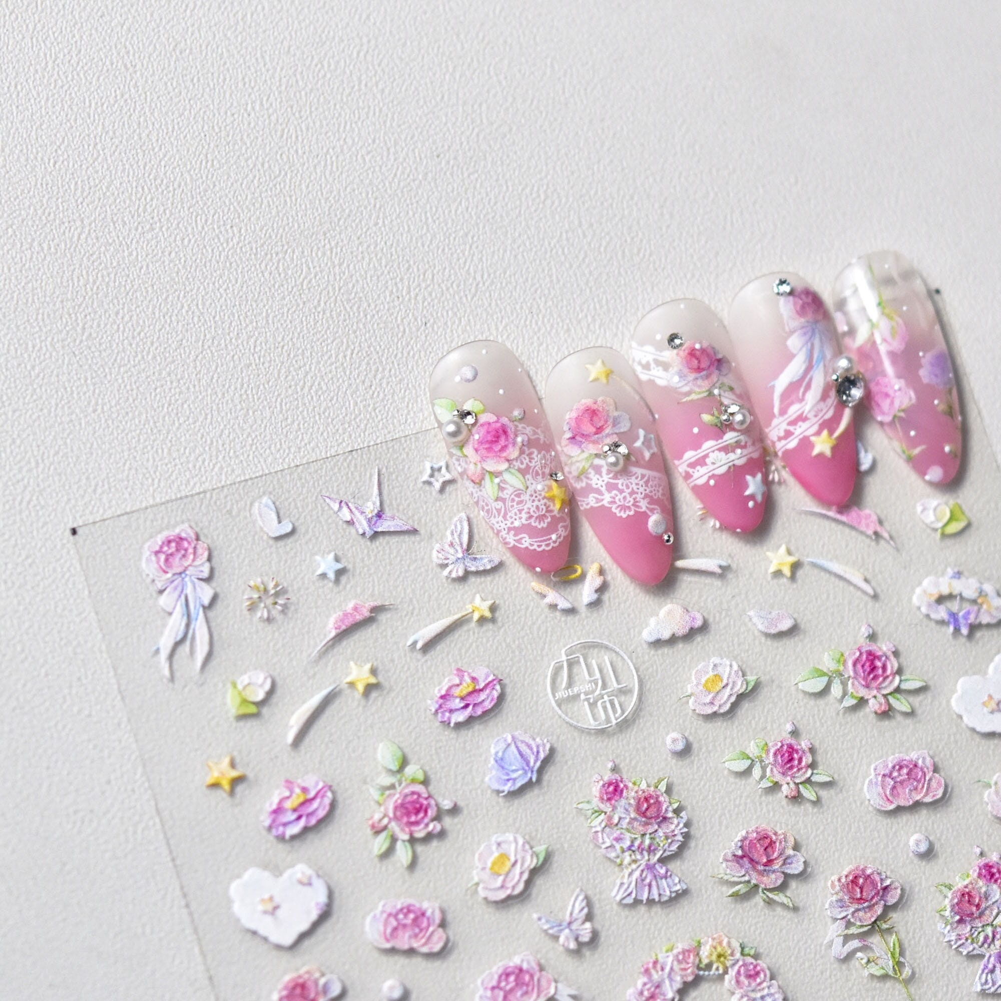 Pink Flower Nail Stickers, Floral Nail Decals, Dainty Flower Nail Art, Floral Nail Designs, DIY Nails, Self-adhesive Nail Sticker