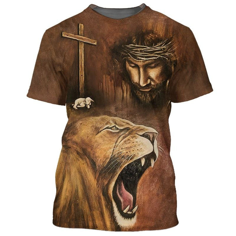 Faith Over Fear Lion And God All Over Print 3D T Shirts, God 3D Full Print Hoodie Sublimation God Shirts