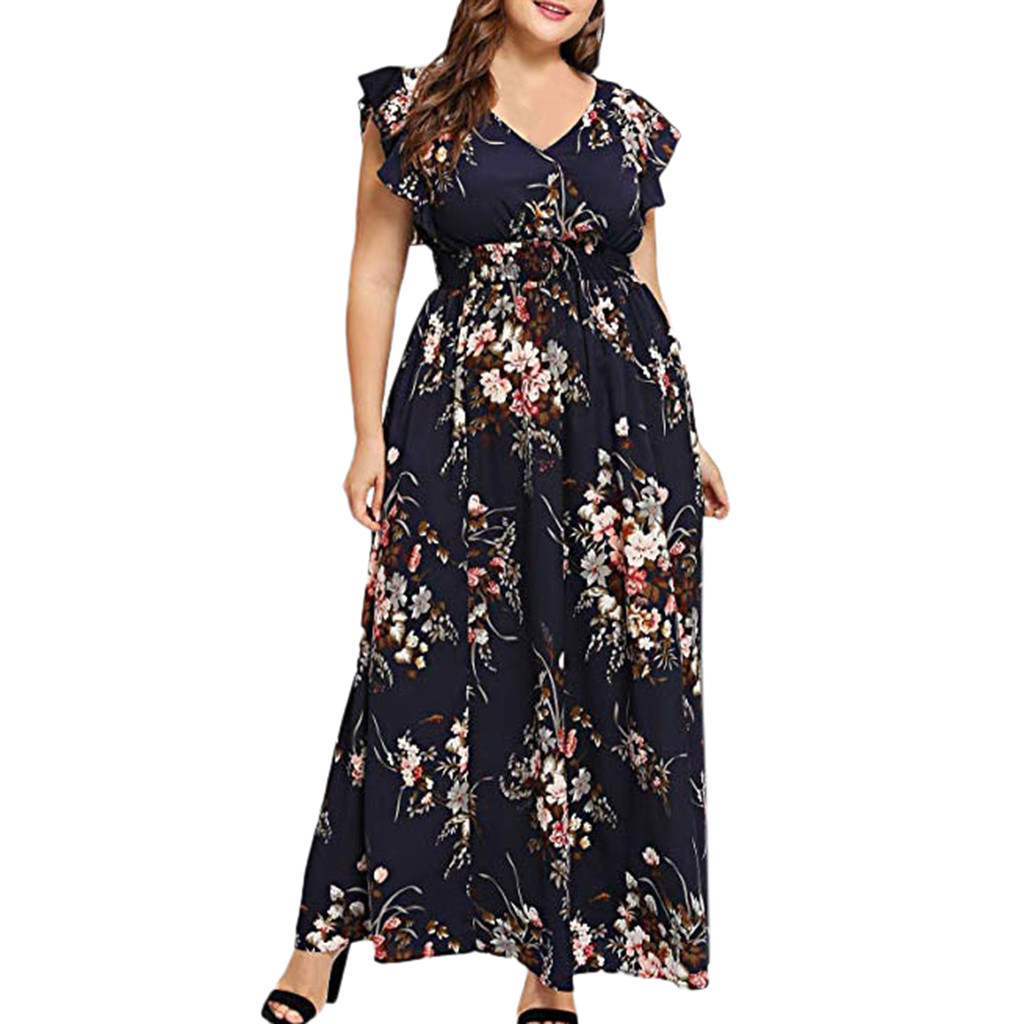 Women Dress 2022 Casual Short Sleeve Long Dress Boho Floral Print Maxi Dress V Neck Bandage Elegant Dresses Vestido Plus Size alx