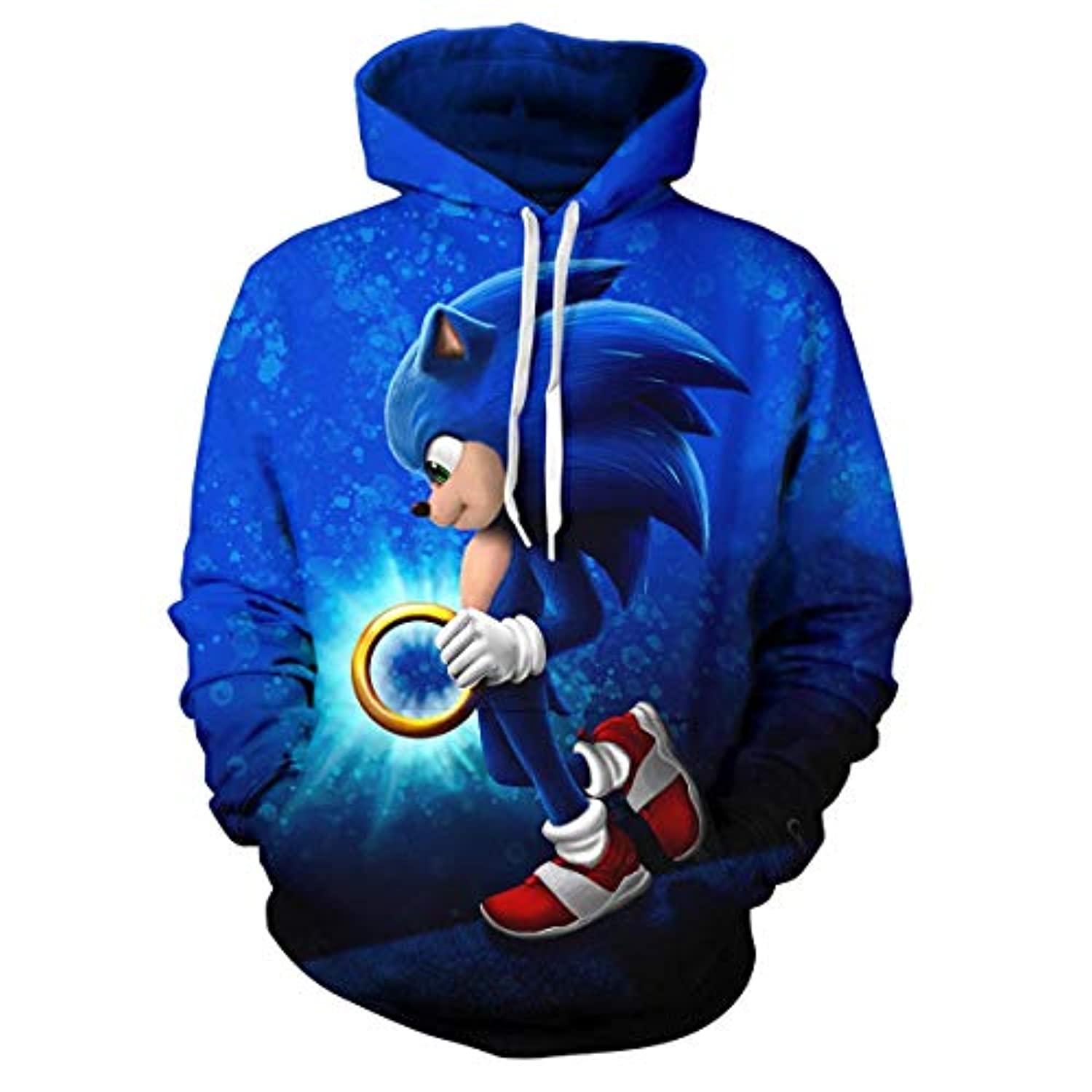 Cartoon Games Sonic Hoodie – Sonic the Hedgehog Blue 3D Print Unisex Pullover Hoodie for Teens