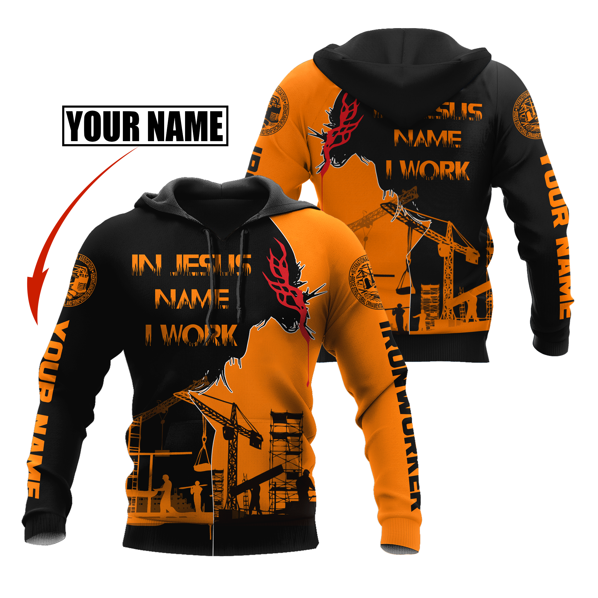 Personalized Ironworker In Jesus Name I Work 3D Printed Unisex Shirts TN