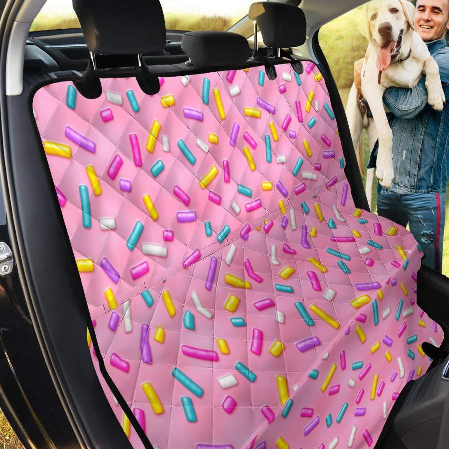 Pink Candy Pattern Print Pet Car Seat Cover