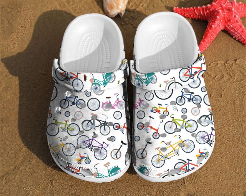 Bicycle Gift For Cyclist Pattern Rubber clog Shoes Comfy Footwear