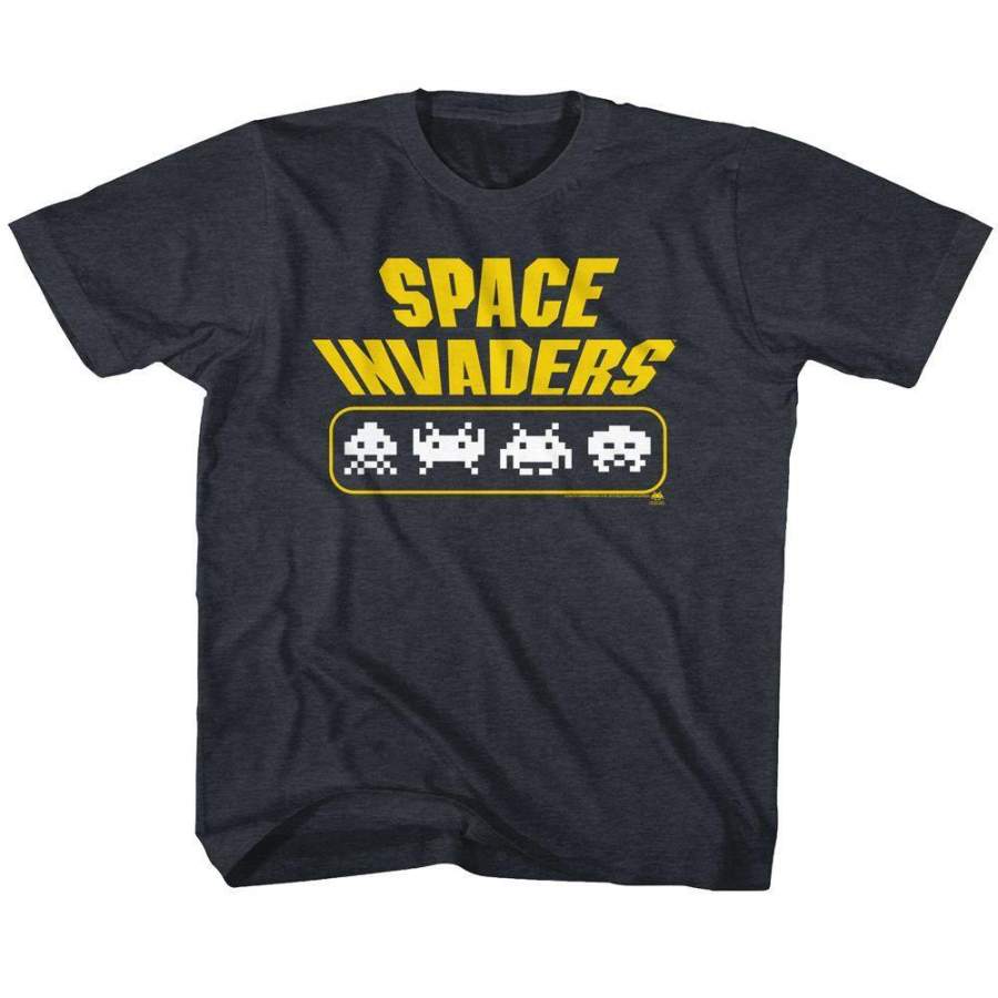 Space Invaders Aliens Kids Youth T Shirt Vintage Navy