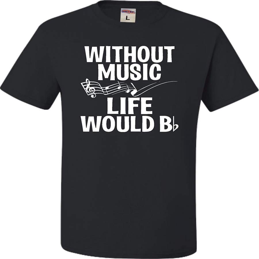 Adult Without Music Life Would B Flat Funny Music Lovers T-Shirt Men T-Shirt