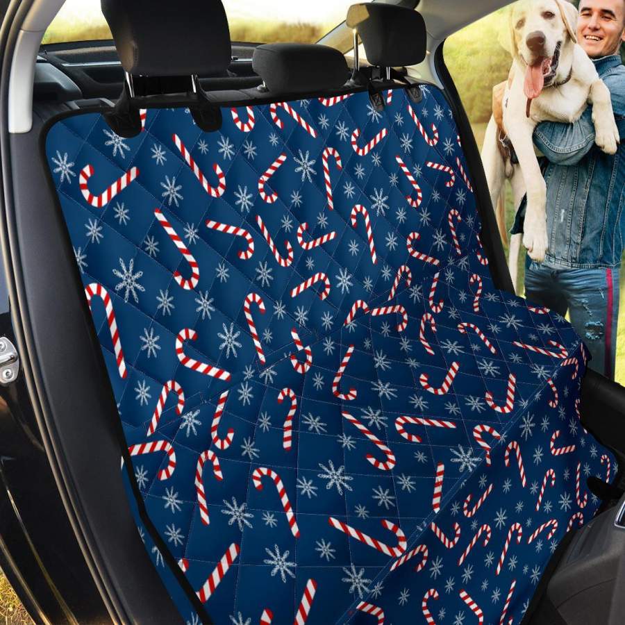 Snowflake Candy Cane Pattern Print Pet Car Seat Cover